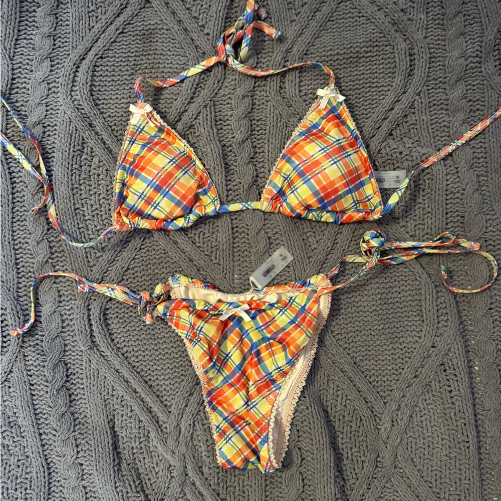 Colorful Plaid Bikini Set